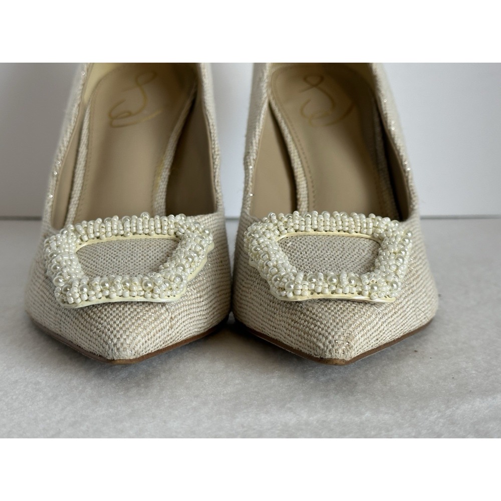 Sam Edelman Harriet Pointed Toe Beaded Pearl High Heel Pumps Shoes 8.5 Wedding - Picture 4 of 13